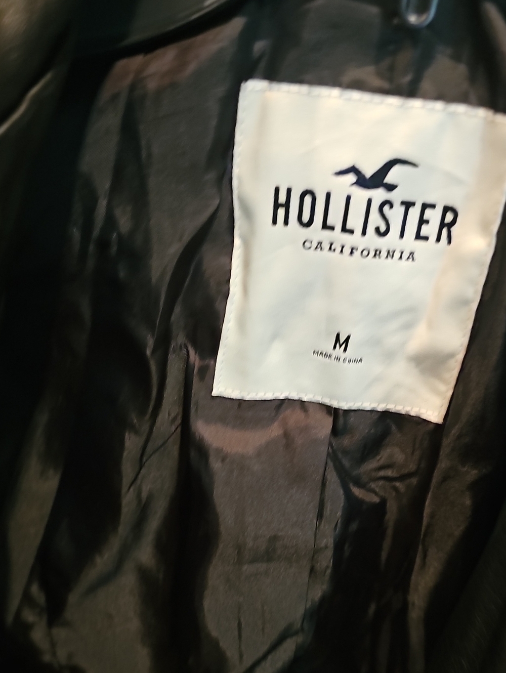 Hollister Black Faux Leather Moto Jacket with Zip Pockets - Picture 7 of 7